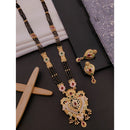 Akruti Collection Classic Pota Stone Meenakari And Black Beads Mangalsutra