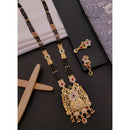Akruti Collection Classic Pota Stone Meenakari And Black Beads Mangalsutra
