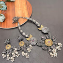 Akruti Collection Antique Style 2-Tone Pota Stone And Pearl Necklace Set