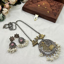 Akruti Collection Antique Style 2 Tone Pota Stone And Pearl Long Necklace Set