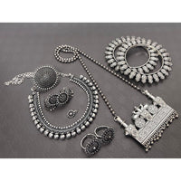 Akruti Collection Royal Oxidised Plated Ethnic Combo Set