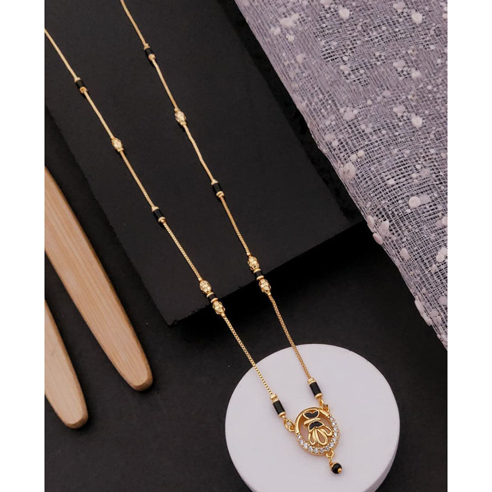 Akruti Collection Elegant Austrian Stone Black Beads Mangalsutra