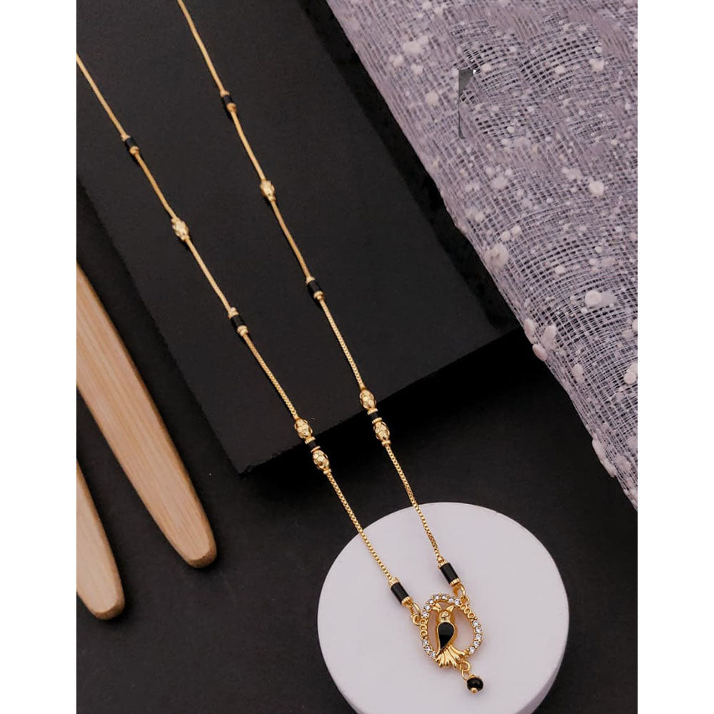 Akruti Collection Elegant Austrian Stone Black Beads Mangalsutra