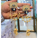 Akruti Collection Classic Kundan Stone And Ghungroo Kashmiri Long Dangler Earrings