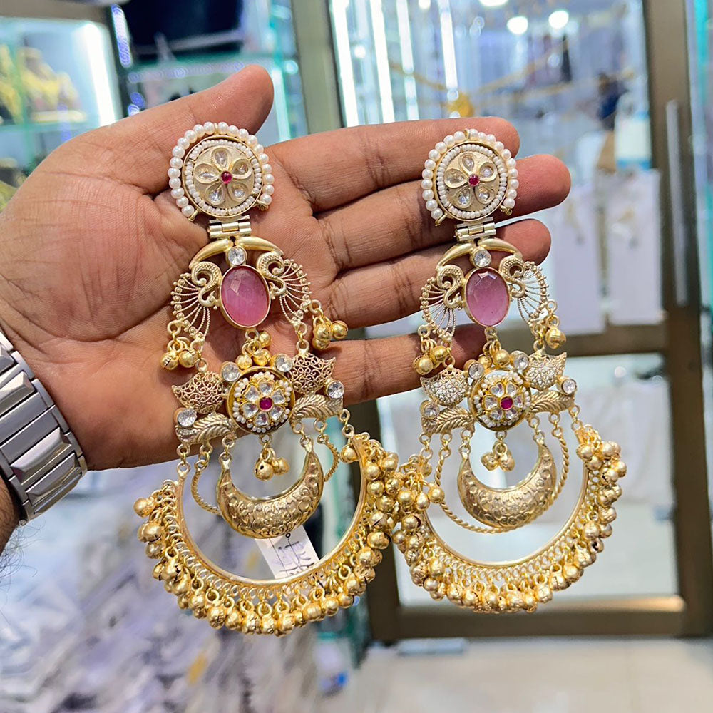 Akruti Collection Classic Kundan Stone And Ghungroo Kashmiri Long Dangler Earrings