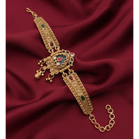 Akruti Collection Royal Pota Stone And Pearl Adjustable Hand Bracelet