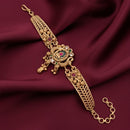 Akruti Collection Royal Pota Stone And Pearl Adjustable Hand Bracelet