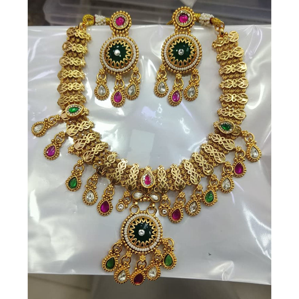 Akruti Collection Royal Pota Stone And Pearl Necklace Set