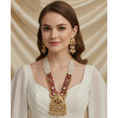 Akruti Collection Royal Pota Stone And Pearl Long Necklace Set