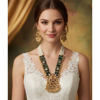 Akruti Collection Royal Pota Stone And Pearl Long Necklace Set 