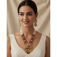 Akruti Collection Royal Pota Stone And Pearl Long Necklace Set