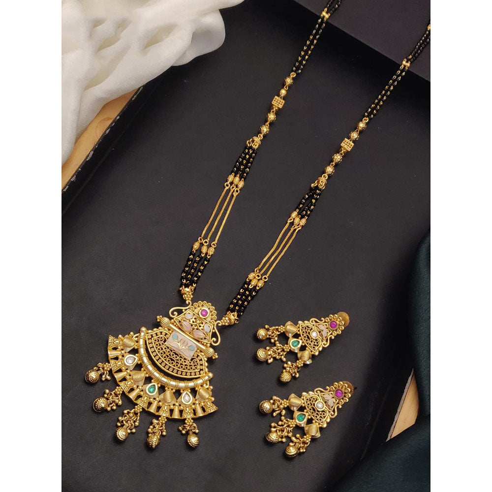 Akruti Collection Elegant Pota Stone And Beads Black Beads Mangalsutra