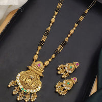 Akruti Collection Elegant Pota Stone And Beads Black Meenakari Beads Mangalsutra