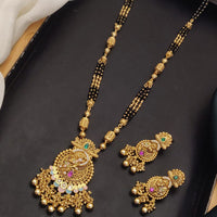 Akruti Collection Elegant Pota Stone And Beads Black Meenakari Beads Mangalsutra