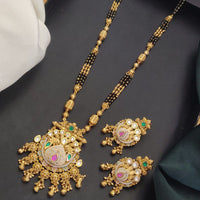 Akruti Collection Elegant Pota Stone And Beads Black Meenakari Beads Mangalsutra
