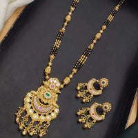 Akruti Collection Elegant Pota Stone And Beads Black Meenakari Beads Mangalsutra