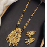 Akruti Collection Elegant Pota Stone And Beads Black Meenakari Beads Mangalsutra