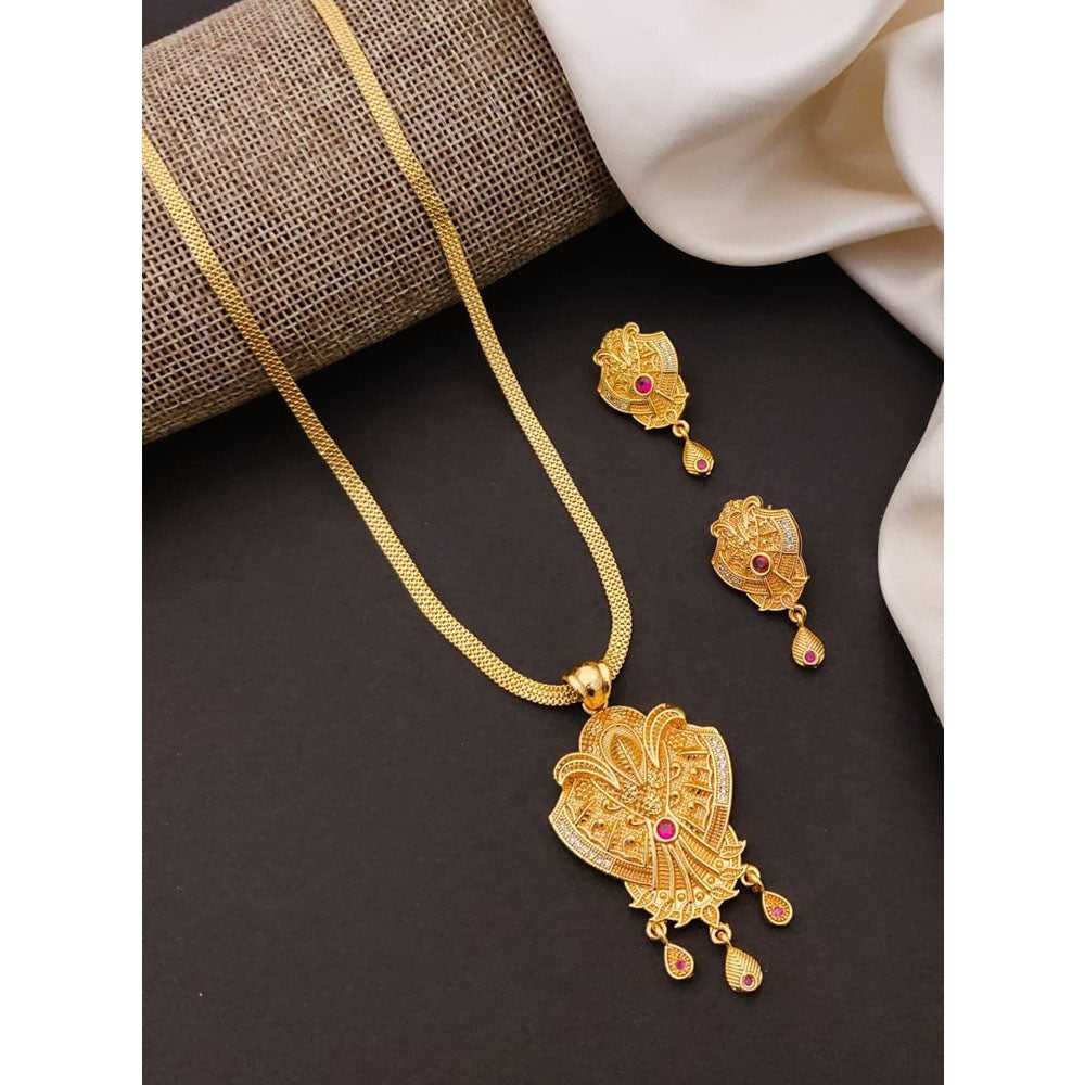 Akruti Collection Elegant Pota Stone Chain Pendant Set