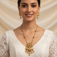 Akruti Collection Designer Pota Stone And Pearl Necklace Set
