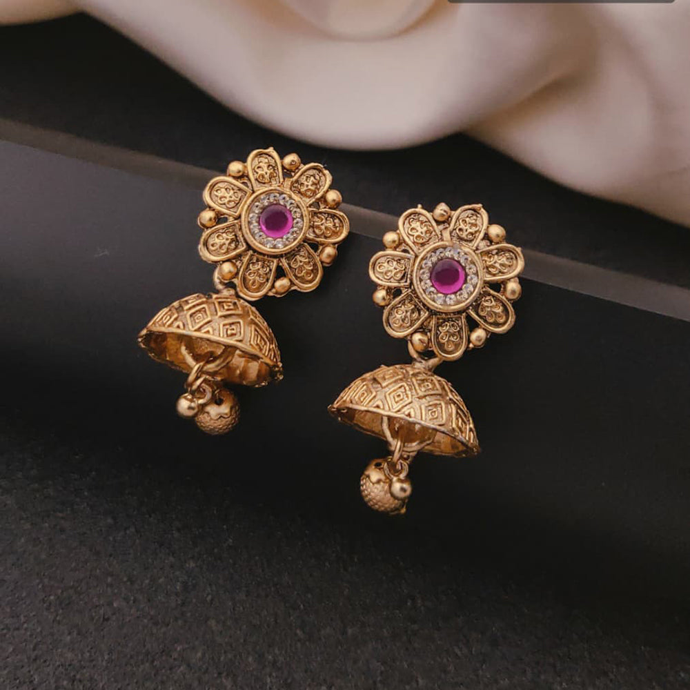 Akruti Collection Traditional Pota And Austrian Stone Beaded Jhumki Earrings