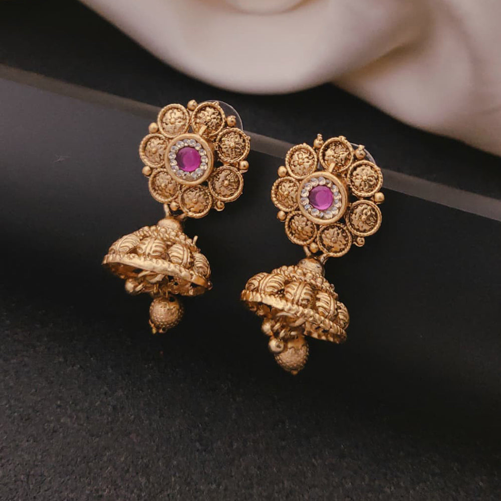 Akruti Collection Traditional Pota And Austrian Stone Beaded Jhumki Earrings