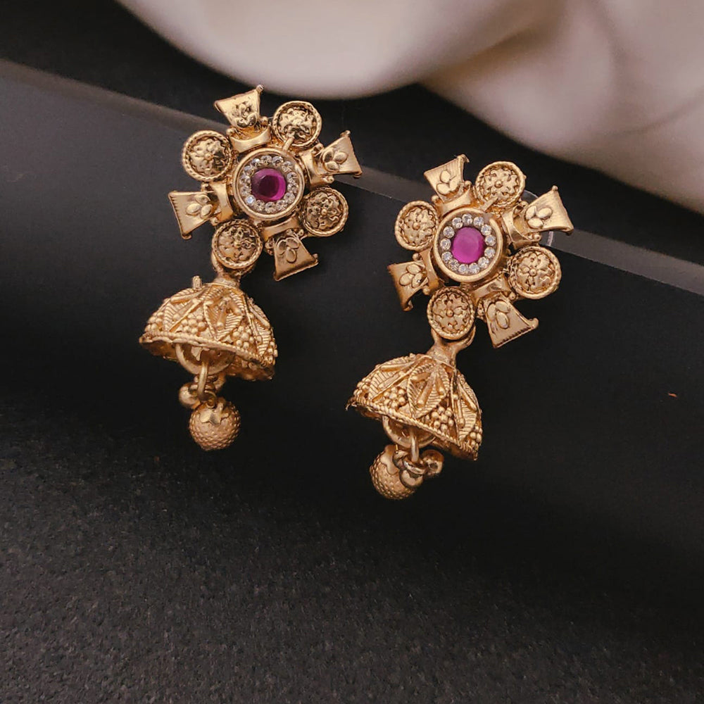 Akruti Collection Traditional Pota And Austrian Stone Beaded Jhumki Earrings