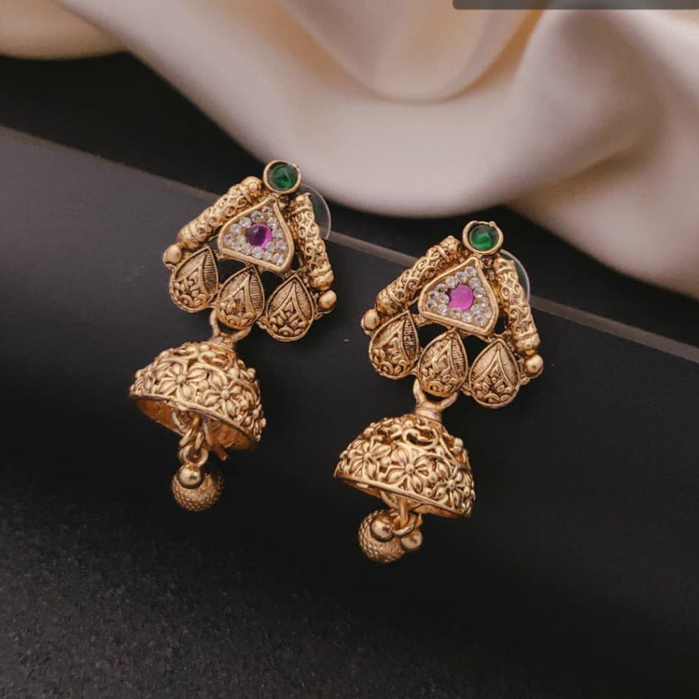 Akruti Collection Traditional Pota And Austrian Stone Beaded Jhumki Earrings