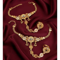 Akruti Collection Royal Pota Stone With Meenakari Designer Hand Harness