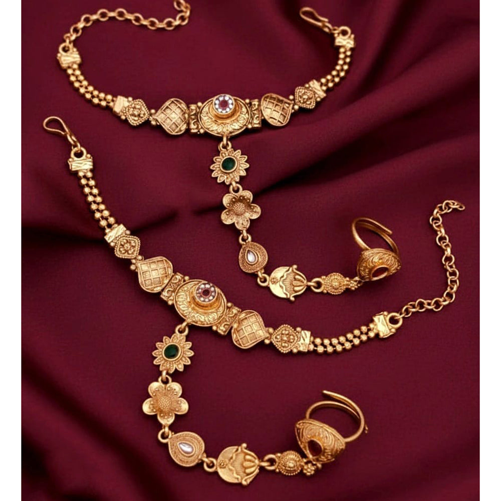 Akruti Collection Royal Pota Stone Designer Hand Harness