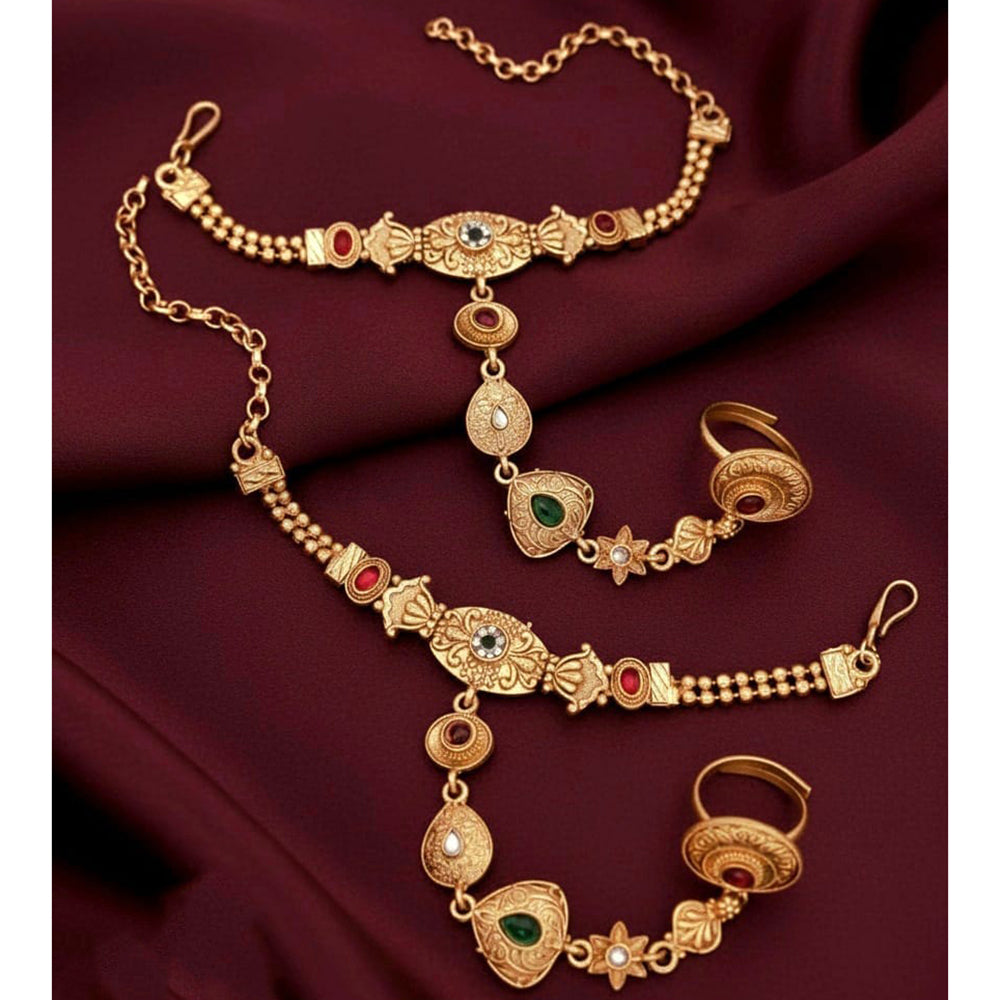 Akruti Collection Royal Pota Stone Designer Hand Harness