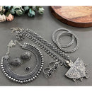 Akruti Collection Royal Oxidised Plated Ethnic Combo Set