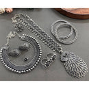 Akruti Collection Royal Oxidised Plated Ethnic Combo Set