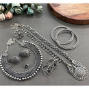 Akruti Collection Royal Oxidised Plated Ethnic Combo Set