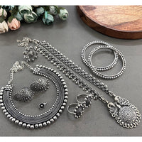 Akruti Collection Royal Oxidised Plated Ethnic Combo Set