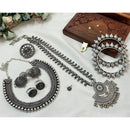 Akruti Collection Royal Oxidised Plated Ethnic Combo Set