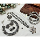Akruti Collection Royal Oxidised Plated Ethnic Combo Set