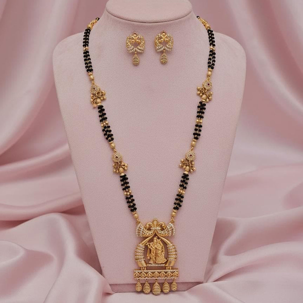 Akruti Collection Elegant Pota Stone And Beads Black Beads Mangalsutra