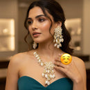 Akruti Collection Elegant Floral Jewellery And Shell Necklace Set