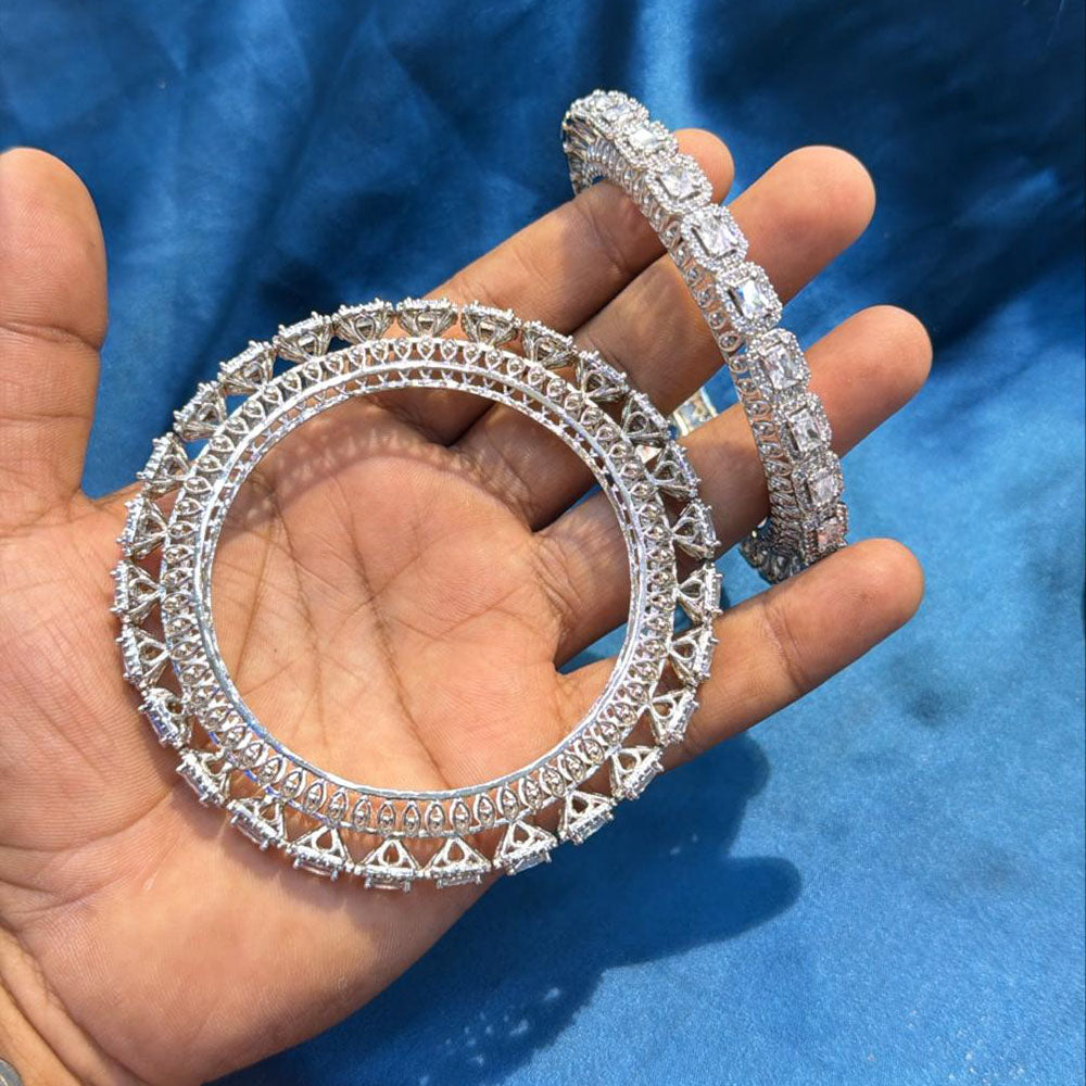 Akruti Collection Glamorous American Diamond Bangles Collection Set
