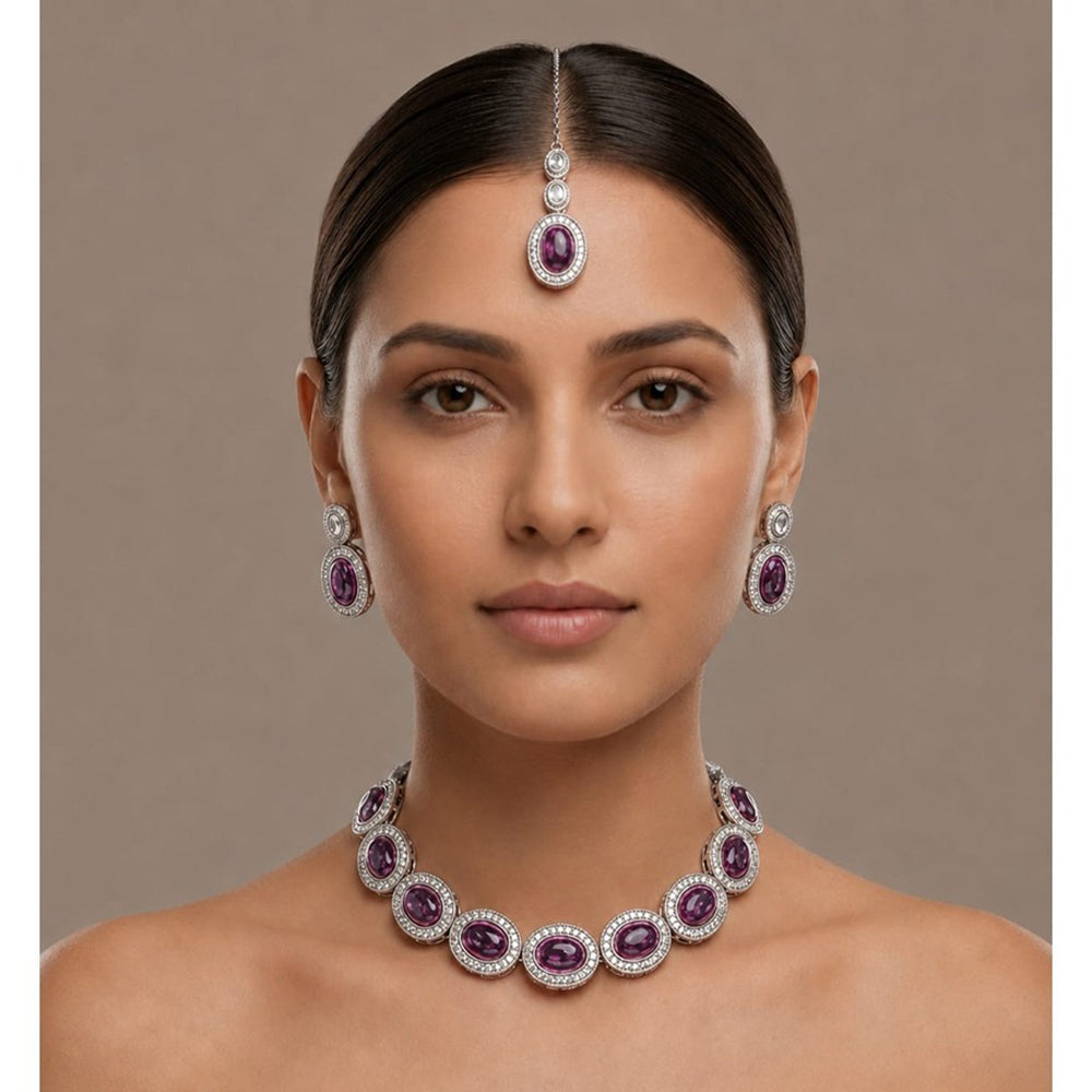 Akruti Collection Graceful Glass Crystal Necklace Set