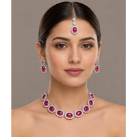Akruti Collection Graceful Glass Crystal Necklace Set