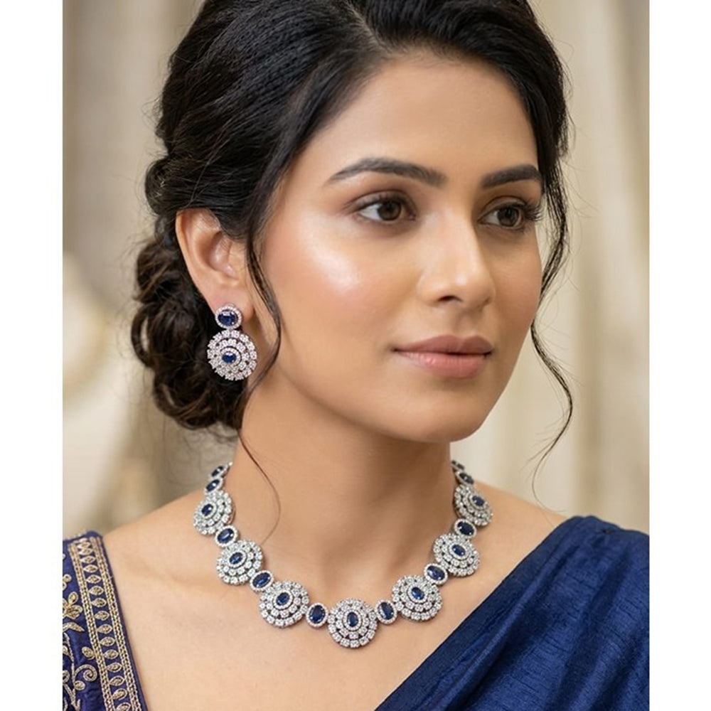 Akruti Collection Graceful American Diamond Necklace Set