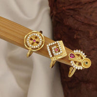 Akruti Collection Stylish Austrian Stone 3 Piece Adjustable Ring Combo