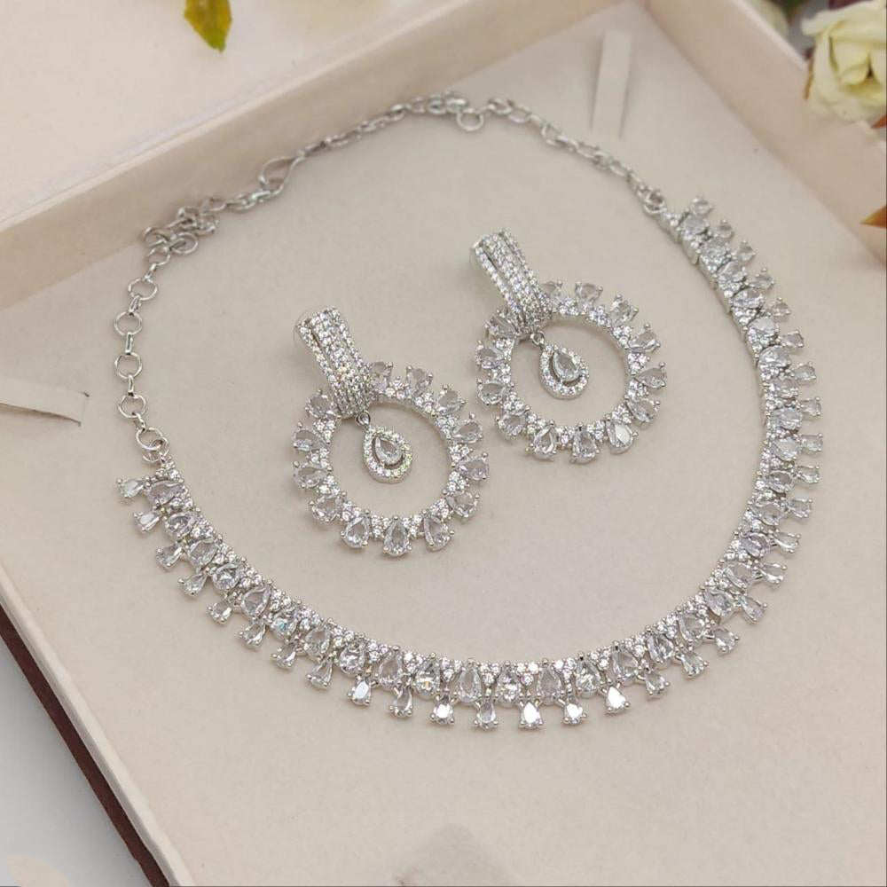 Akruti Collection Graceful American Diamond Necklace Set