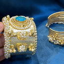 Akruti Collection Designer Pota Stone And Pearl Openable Kada