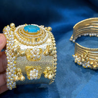 Akruti Collection Designer Pota Stone And Pearl Openable Kada