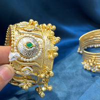 Akruti Collection Designer 2 Tone Pota Stone And Pearl Openable Kada