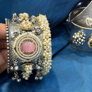 Akruti Collection Designer 2 Tone Pota Stone And Pearl Openable Kada