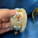 Akruti Collection Designer Pota Stone And Pearl Openable Kada