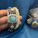 Akruti Collection Designer 2 Tone Pota Stone And Pearl Openable Kada